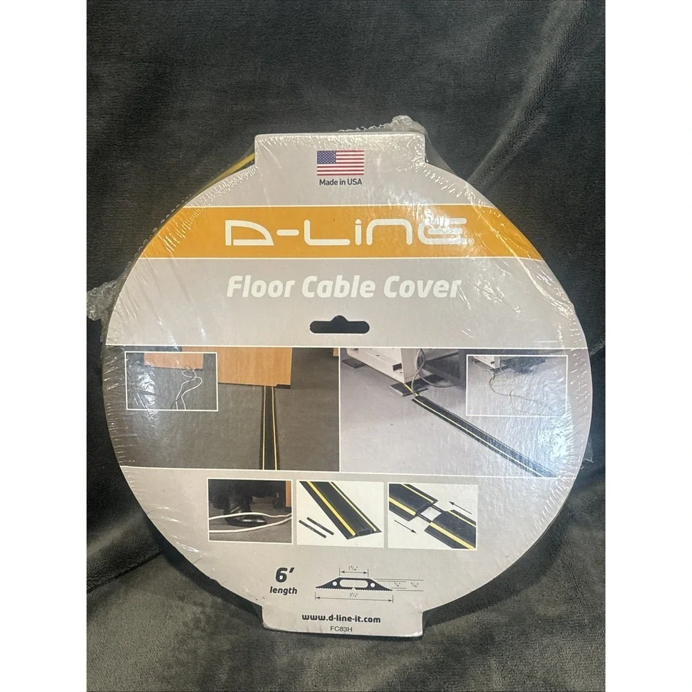 D-Line 6ft Floor Cord Cover Made in USA Linkable Cable Protector Heavy Duty NIP!